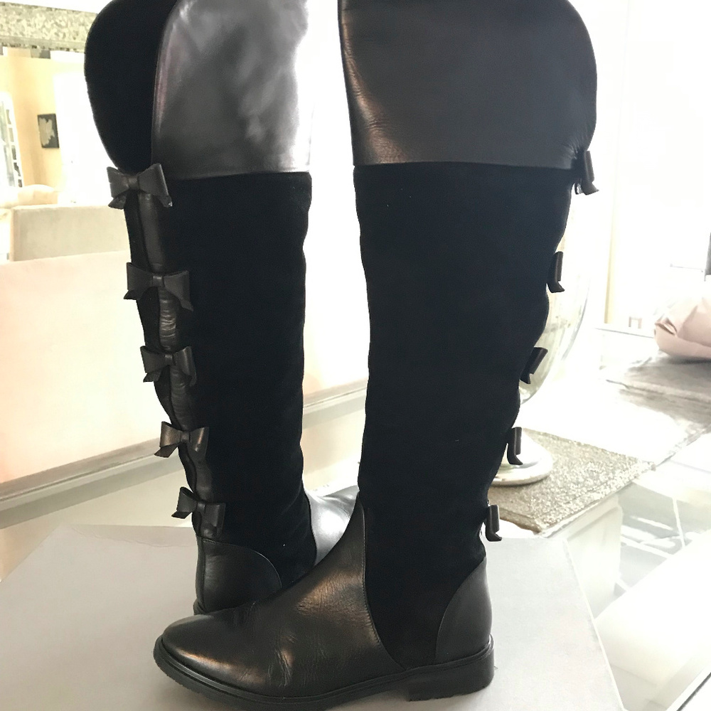 Fabianelli Suede/Leather Bow Back Boots